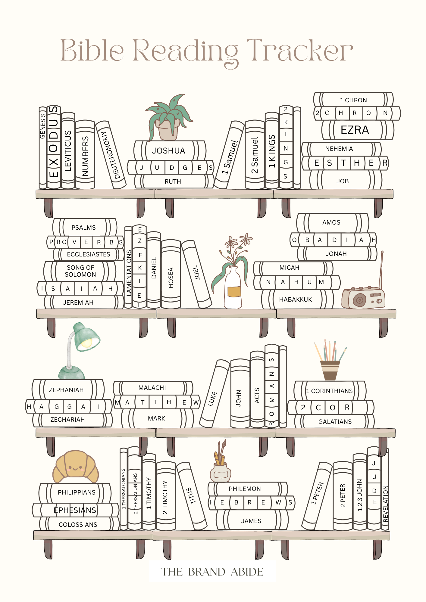 Bible Reading Tracker - Bookshelf Theme – The Brand Abide