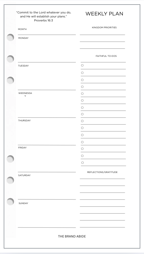 Classic Undated Weekly Planner Inserts | Personal Size